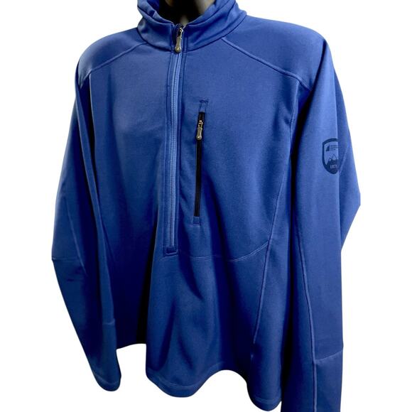 MEC Mountain Equipment Co-Op Fleece Lined 1/2 Zip Pullover Jacket Blue Large L - Picture 3 of 9